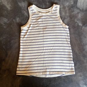Kids (4T) Tank Top; White and Navy blue striped.